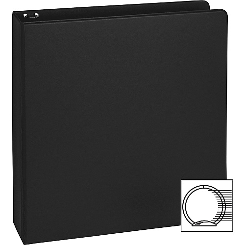 Business Source Basic Round Ring Binders 1 1/2" Binder Capacity - Letter - 8 1/2" x 11" Sheet Size - 350 Sheet Capacity - 3 Ring(s) - Fastener(s): Round Ring - Pocket(s): Internal - Polypropylene, Chipboard - Black - 1.02 lb - Exposed Rivet, St (BSN28552)