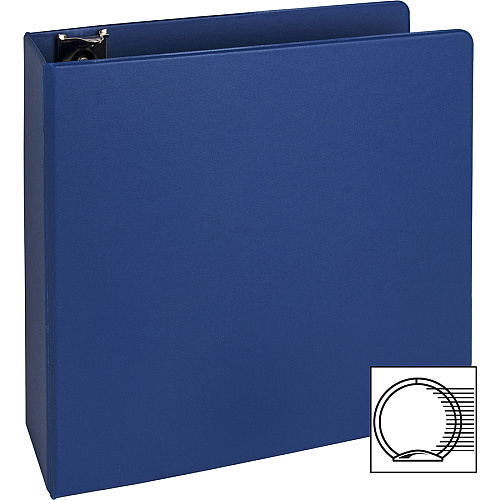 Business Source Basic Round Ring Binders 3" Binder Capacity - Letter - 8 1/2" x 11" Sheet Size - Fastener(s): Round Ring - Vinyl - Dark Blue - 1.68 lb - 1 Each (BSN28661)