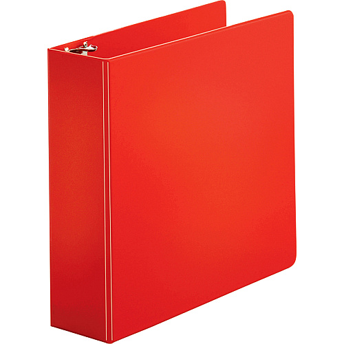 Business Source Basic Round Ring Binders 3" Binder Capacity - Letter - 8 1/2" x 11" Sheet Size - Fastener(s): Round Ring - Vinyl - Red - 1.68 lb - 1 Each (BSN28770)