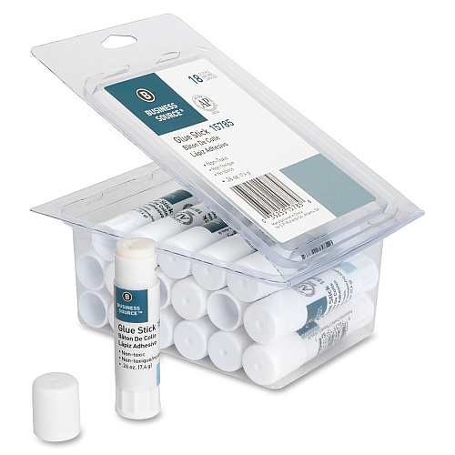 Business Source Value Pack Glue Sticks 0.26 oz - White - 18 / Pack (BSN15785)