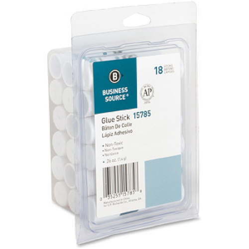 Business Source Value Pack Glue Sticks 0.26 oz - White - 18 / Pack (BSN15785)