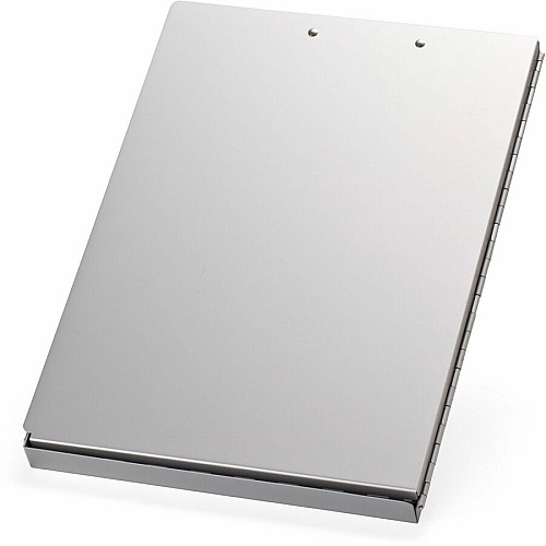 Business Source Anodized Aluminum Form Holder 0.50" Clip Capacity - Storage for 30 Sheet - Side Opening - 8 1/2" x 12" Sheet Size - Silver - 1 Each (BSN28555)