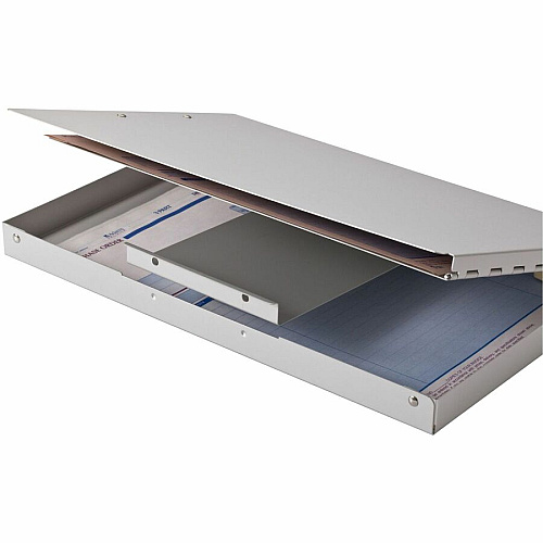 Business Source Anodized Aluminum Form Holder 0.50" Clip Capacity - Storage for 30 Sheet - Side Opening - 8 1/2" x 12" Sheet Size - Silver - 1 Each (BSN28555)