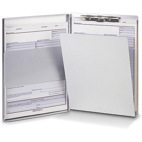 Business Source Anodized Aluminum Form Holder 0.50" Clip Capacity - Storage for 30 Sheet - Side Opening - 8 1/2" x 12" Sheet Size - Silver - 1 Each (BSN28555)