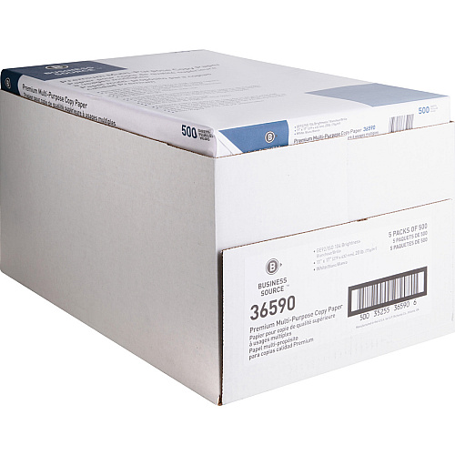 Business Source Premium Multipurpose Copy Paper 92 Brightness - Ledger/Tabloid - 11" x 17" - 20 lb Basis Weight - Acid-free - White - 500 Sheets per Ream - 5 / Carton (BSN36590)