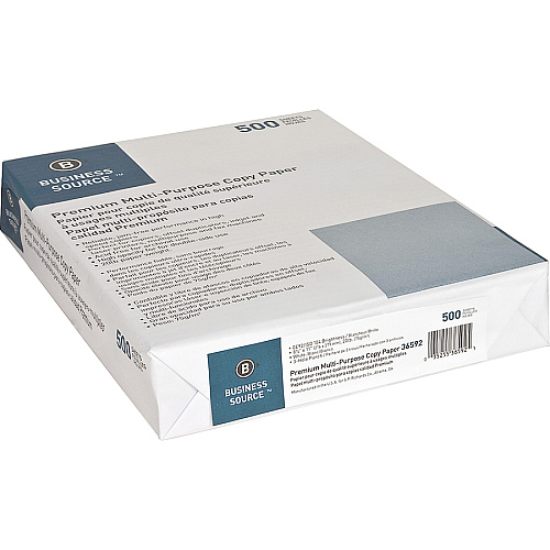 Business Source 3HP Premium Multipurpose Copy Paper - White 92 Brightness - Letter - 8 1/2" x 11" - 20 lb Basis Weight - Acid-free - White - 500 Sheets per Ream - 10 / Carton (BSN36592)