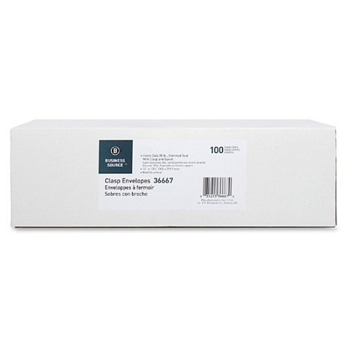 Business Source Heavy-duty Clasp Envelopes Clasp - #110 - 12" Width x 15 1/2" Length - 28 lb - Clasp - Kraft - Kraft - 100 / Box (BSN36667)