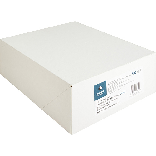 Business Source Regular Tint Peel/Seal Envelopes Business - #10 - 9 1/2" Width x 4 1/8" Length - 24 lb - Peel & Seal - White - Wove - 500 / Box (BSN36682)