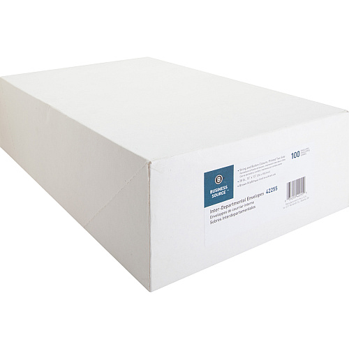 Business Source 2-sided Inter-Department Envelopes Inter-department - 10" Width x 13" Length - 28 lb - String/Button - Kraft - Kraft - 100 / Box (BSN42255)