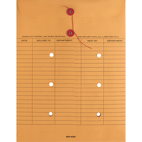 Business Source 2-sided Inter-Department Envelopes Inter-department - 10" Width x 13" Length - 28 lb - String/Button - Kraft - Kraft - 100 / Box (BSN42255)