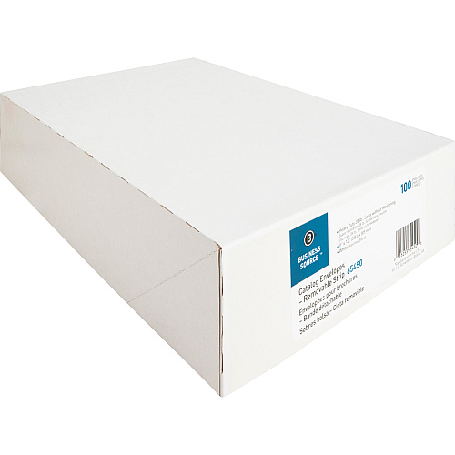 Business Source Self Sealing Catalog Envelope Catalog - 9" Width x 12" Length - 28 lb - Peel & Seal - White - Wove - 100 / Box (BSN65450)
