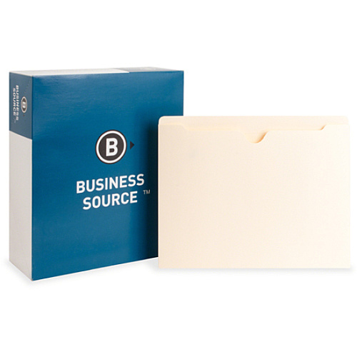 Business Source Letter Recycled File Pocket 8 1/2" x 11" - 11 pt. - 2 Plys - Manila - Slip Resistant, Reinforced Tab, Heavyweight Cover - 10% Recycled - 100 / Box (BSN65796)