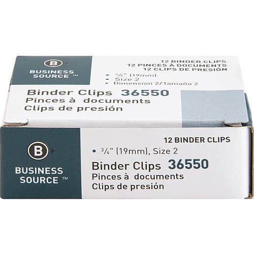 Business Source Fold-back Binder Clips Small - 0.8" Width - 0.38" Size Capacity - for Paper - Black - Steel - 1 Dozen (BSN36550)