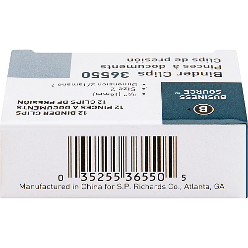 Business Source Fold-back Binder Clips Small - 0.8" Width - 0.38" Size Capacity - for Paper - Black - Steel - 1 Dozen (BSN36550)