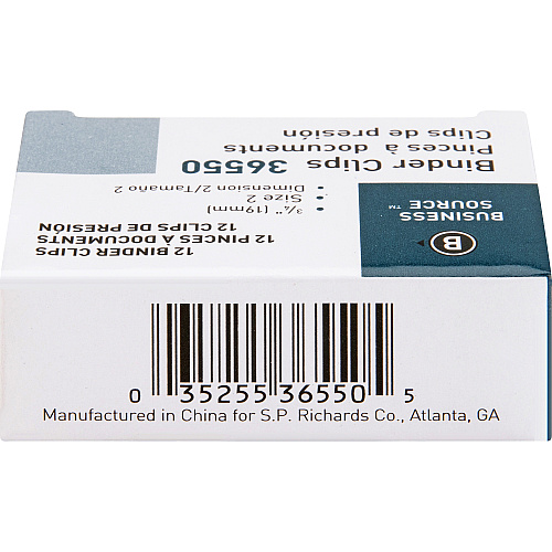 Business Source Fold-back Binder Clips Small - 0.8" Width - 0.38" Size Capacity - for Paper - Black - Steel - 1 Dozen (BSN36550)