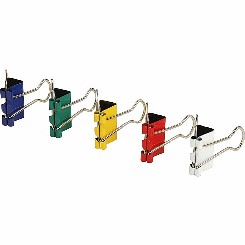 Business Source Colored Fold-back Binder Clips Small - 0.8" Width - 0.37" Size Capacity - Assorted - Steel - 40 / Pack (BSN65361)