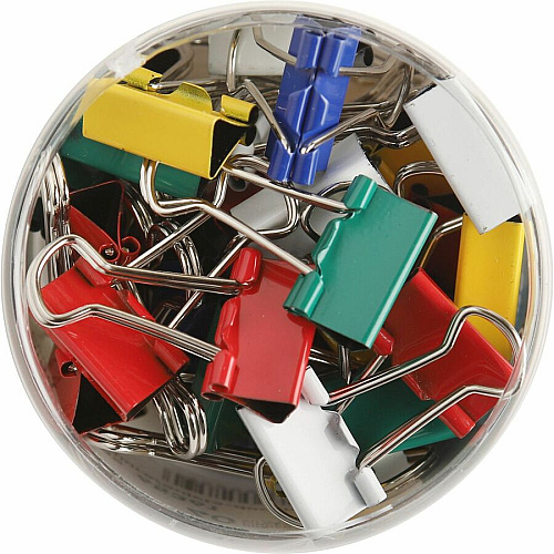 Business Source Colored Fold-back Binder Clips Small - 0.8" Width - 0.37" Size Capacity - Assorted - Steel - 40 / Pack (BSN65361)