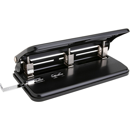 Business Source Heavy-duty 3-hole Punch 3 Punch Head(s) - 30 Sheet of 20lb Paper - 9/32" Punch Size - Steel - Black (BSN65625)