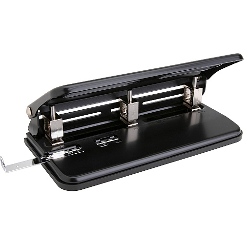 Business Source Heavy-duty 3-hole Punch 3 Punch Head(s) - 30 Sheet of 20lb Paper - 9/32" Punch Size - Steel - Black (BSN65625)