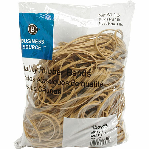Business Source Quality Rubber Bands Size: #117B - 7" Length x 0.1" Width - Sustainable - Rubber - Crepe - 200 / Pack (BSN15729)