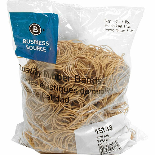 Business Source Quality Rubber Bands Size: #16 - 2.5" Length x 0.1" Width - Sustainable - Rubber - Crepe - 1800 / Pack (BSN15733)
