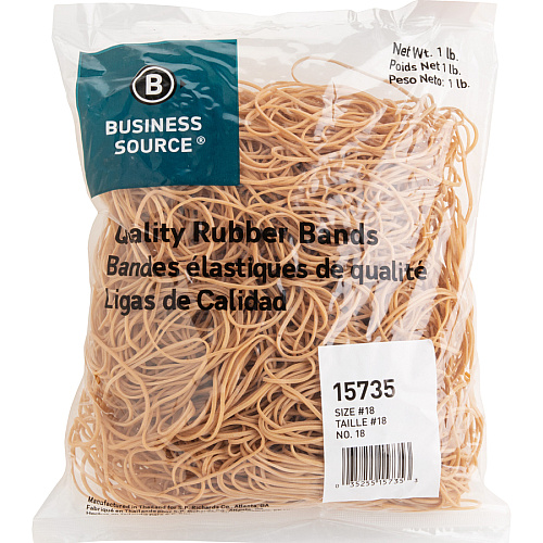 Business Source Quality Rubber Bands Size: #18 - 3" Length x 0.1" Width - Sustainable - Rubber - Crepe - 1480 / Pack (BSN15735)