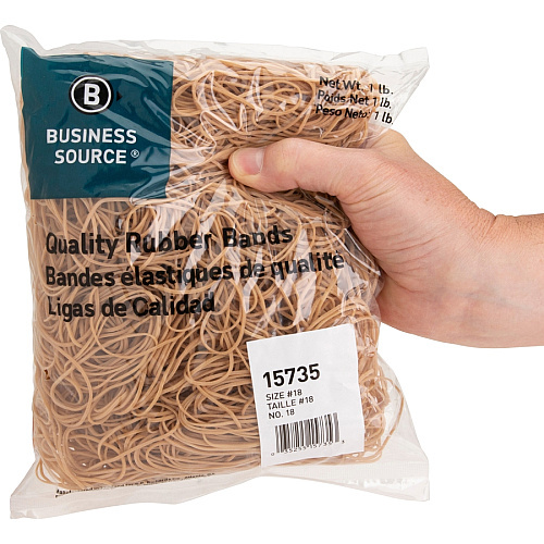 Business Source Quality Rubber Bands Size: #18 - 3" Length x 0.1" Width - Sustainable - Rubber - Crepe - 1480 / Pack (BSN15735)