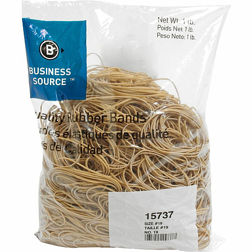 Business Source Quality Rubber Bands Size: #19 - 3.5" Length x 0.1" Width - Sustainable - Rubber - Crepe - 1250 / Pack (BSN15737)