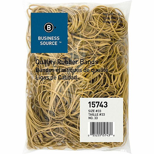 Business Source Quality Rubber Bands Size: #33 - 3.5" Length x 0.1" Width - Sustainable - Rubber - Crepe - 600 / Pack (BSN15743)