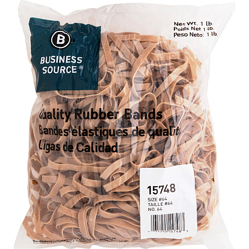 Business Source Quality Rubber Bands Size: #64 - 3.3" Length x 0.3" Width - Sustainable - Rubber - Crepe - 320 / Pack (BSN15748)