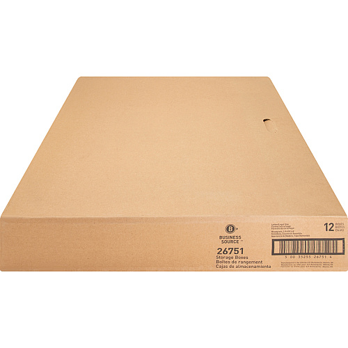 Business Source Economy Medium-duty Storage Boxes External Dimensions: 10" Width x 12" Depth x 15" Height - Media Size Supported: Legal, Letter - Lift-off Closure - Medium Duty - Stackable - Cardboard - Wood Grain - For File - Recycled - 12 / C (BSN26751)