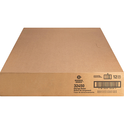 Business Source Quick Setup Medium-Duty Storage Box External Dimensions: 12" Width x 15" Depth x 10" Height - Media Size Supported: Legal, Letter - Lift-off Closure - Medium Duty - Stackable - White - For File - Recycled - 12 / Carton (BSN32450)