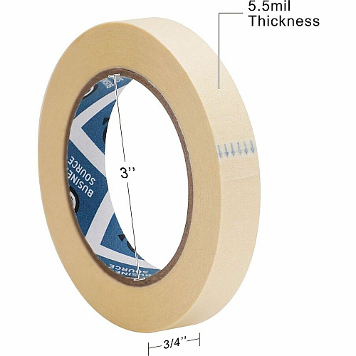 Business Source Utility-purpose Masking Tape 60 yd Length x 0.75" Width - 3" Core - Tan - Crepe Paper Backing - For Bundling, Holding, Sealing, Masking - 1 Roll (BSN16460)