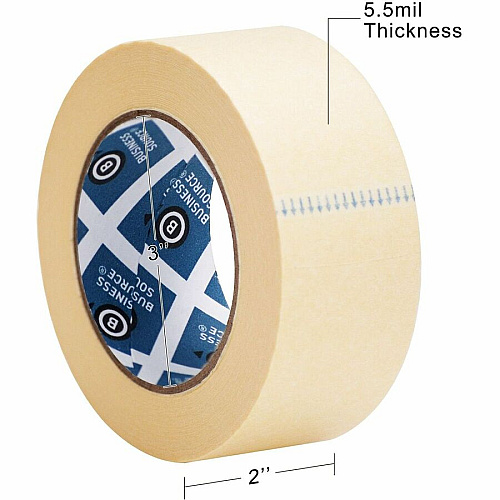 Business Source Utility-purpose Masking Tape 60 yd Length x 2" Width - 3" Core - Tan - Crepe Paper Backing - For Bundling, Holding, Sealing, Masking - 1 Roll (BSN16462)