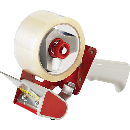 Business Source Pistol Grip Tape Dispenser 3" Core - Adjustable Tension Mechanism - Red - 1 Each (BSN16463)
