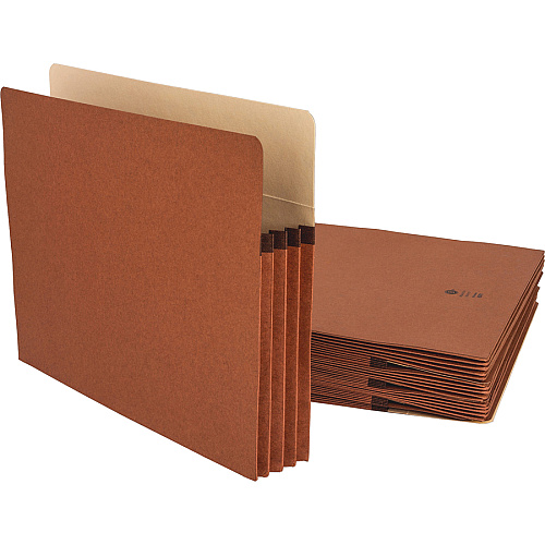 Business Source Straight Tab Cut Letter Recycled File Pocket 8 1/2" x 11" - 3 1/2" Expansion - Redrope - Redrope - Tyvek Gusset, Tear Proof, Reinforced Gusset, Sturdy, Durable - 30% Recycled - 25 / Box (BSN65791)
