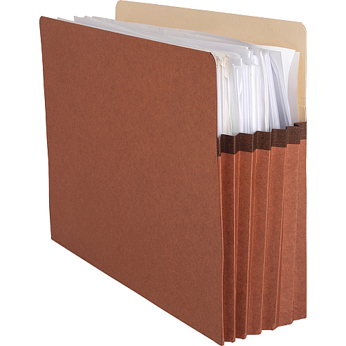 Business Source Straight Tab Cut Letter Recycled File Pocket 8 1/2" x 11" - 1200 Sheets Capacity - 5 1/4" Expansion - Redrope - Tear Proof, Tyvek Gusset, Reinforced Gusset, Sturdy, Durable - 30% Recycled - 10 / Box (BSN65792)