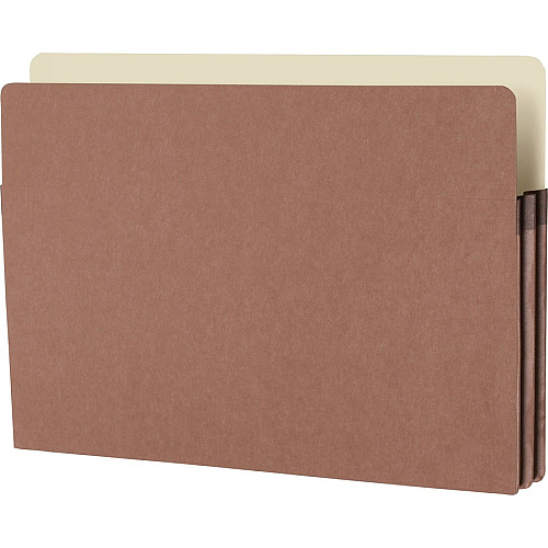 Business Source Straight Tab Cut Legal Recycled File Pocket 8 1/2" x 14" - 1 3/4" Expansion - Redrope - Redrope - Tear Proof, Tyvek Gusset, Reinforced Gusset - 30% Recycled - 25 / Box (BSN65793)