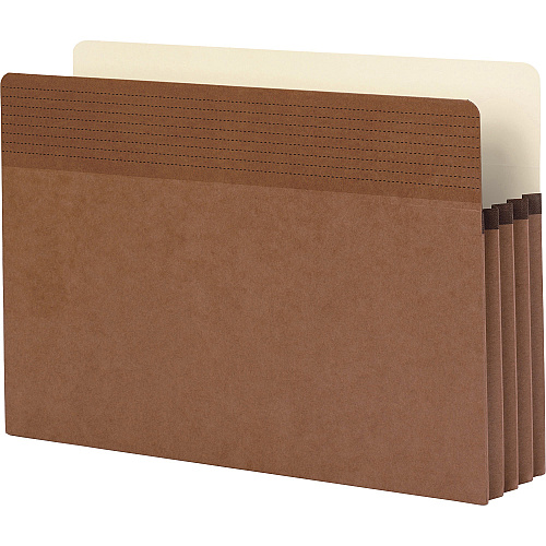Business Source Straight Tab Cut Legal Recycled File Pocket 8 1/2" x 14" - 3 1/2" Expansion - Redrope - Redrope - Tear Proof, Tyvek Gusset, Reinforced Gusset - 30% Recycled - 25 / Box (BSN65794)