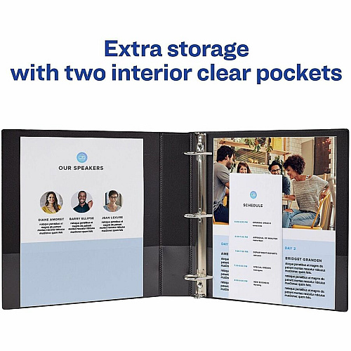 Avery&reg; Durable Binder 1 1/2" Binder Capacity - Letter - 8 1/2" x 11" Sheet Size - 375 Sheet Capacity - 3 Ring - Fastener: Slant Ring - Pocket: 2 - Polypropylene - Blue, Maroon - Recycled - Pocket, Durable, Long Lasting, Tear Resistant, Split R (11358)