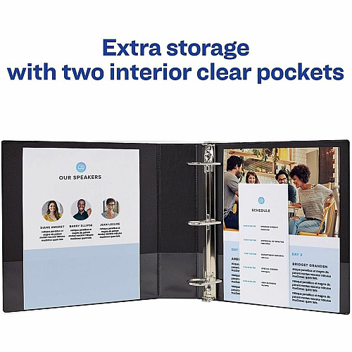 Avery&reg; Durable Binder 2" Binder Capacity - Letter - 8 1/2" x 11" Sheet Size - 530 Sheet Capacity - 3 Ring - Fastener: Slant Ring - Pocket: 2, Internal - Polypropylene - Black, Blue, Maroon, Green - Pocket, Durable, Long Lasting, Tear Resistant (11558)