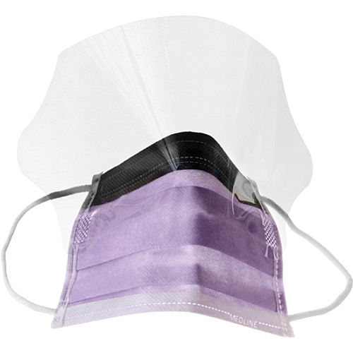 Medline Fluid-resistant Face Mask Cellulose - Purple - Fluid Resistant, Earloop Style Mask, Fog Resistant, Latex-free - 25 / Box (NON27410EL)