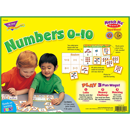 Trend Match Me Numbers 0-10 Learning Game Learning - Educational - 1 to 8 Players - 1 Each (T58102)