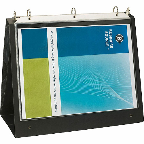 Business Source Presentation Binder 1" Binder Capacity - Letter - 8 1/2" x 11" Sheet Size - Fastener(s): Ring - Pocket(s): Internal - Black - Recycled - Business Card Holder, Label Holder - 1 Each (BSN16456)