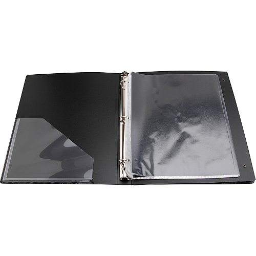 Business Source Presentation Binder 1" Binder Capacity - Letter - 8 1/2" x 11" Sheet Size - Fastener(s): Ring - Pocket(s): Internal - Black - Recycled - Business Card Holder, Label Holder - 1 Each (BSN16456)