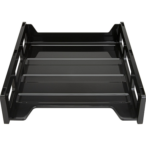 Business Source Front-Load Stackable Letter Tray Desktop - Stackable - 25% Recycled - Black - Plastic - 1 Each (BSN62884)