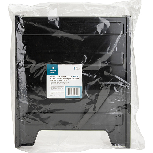 Business Source Front-Load Stackable Letter Tray Desktop - Stackable - 25% Recycled - Black - Plastic - 1 Each (BSN62884)