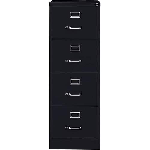 Lorell Fortress Series 26-1/2" Commercial-Grade Vertical File Cabinet 18" Width x 26.5" Depth x 52" Height - 4 x Drawer(s) for File - Legal - Vertical - Lockable, Ball-bearing Suspension, Heavy Duty - Black - Steel - Recycled (LLR60198)