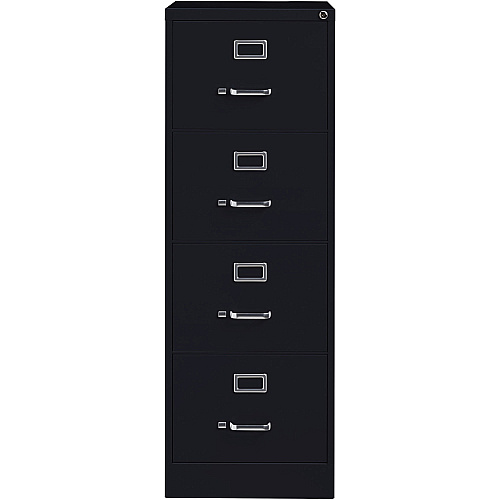Lorell Fortress Series 26-1/2" Commercial-Grade Vertical File Cabinet 18" Width x 26.5" Depth x 52" Height - 4 x Drawer(s) for File - Legal - Vertical - Lockable, Ball-bearing Suspension, Heavy Duty - Black - Steel - Recycled (LLR60198)
