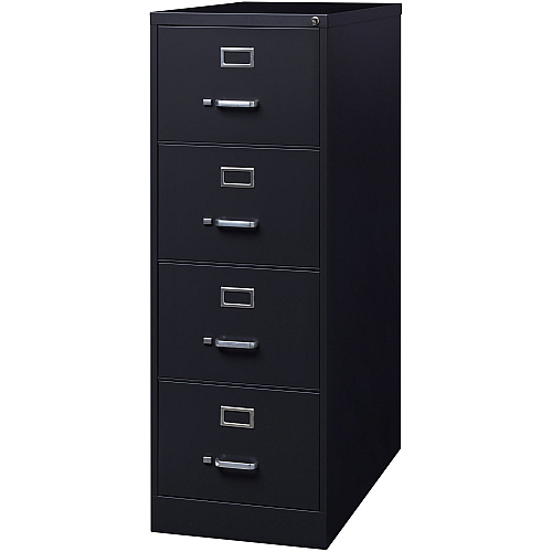 Lorell Fortress Series 26-1/2" Commercial-Grade Vertical File Cabinet 18" Width x 26.5" Depth x 52" Height - 4 x Drawer(s) for File - Legal - Vertical - Lockable, Ball-bearing Suspension, Heavy Duty - Black - Steel - Recycled (LLR60198)